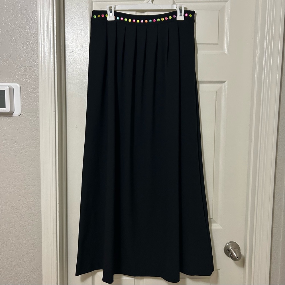 Love Moschino Black Maxi Skirt with Rainbow Accents at Waist Size 10